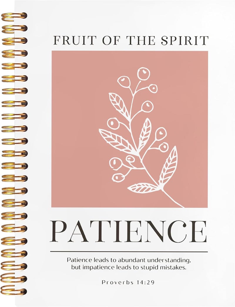 BearCake Fruit of the Spirit Patience Christian Notebook Journal, Christian Gifts for Women, Bible Notebooks for Note Taking, Bible Journaling Notebook, Hardcover Spiral Notebook 5.5x8.3 - Image 1